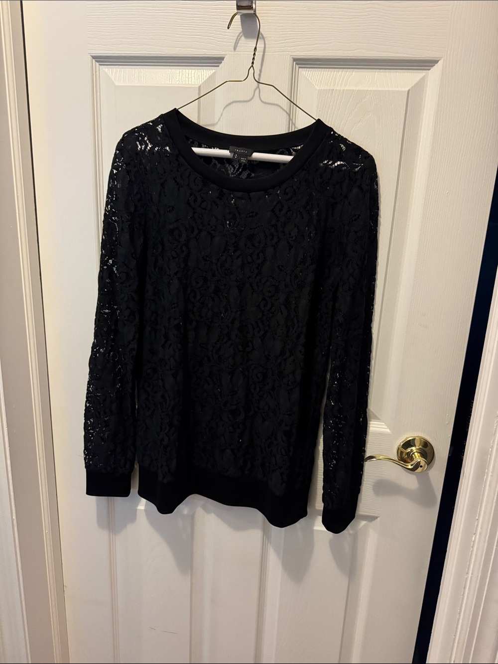 Theory Jaidyn Black Lace Long-Sleeve Women's Top
